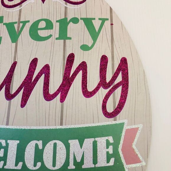 "Every Bunny Welcome" Glitter Wall Easter Decor Sign - Picture 2 of 4